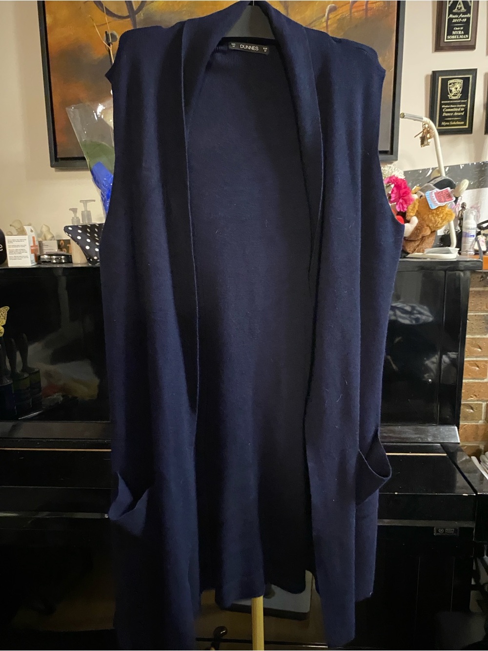 Dunnes Navy Ribbed Knit Top - Picture 3 of 6